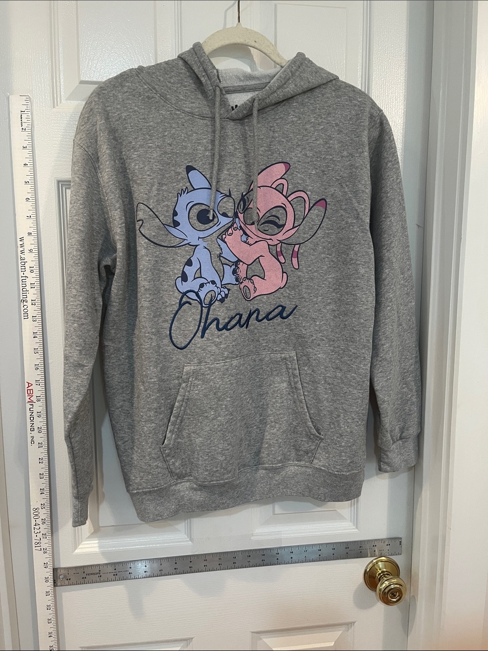 Disney Gray Hoodie with Blue and Pink Stitch Ohana Graphic